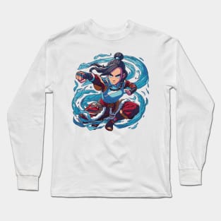 katara water tribe in battle position Long Sleeve T-Shirt